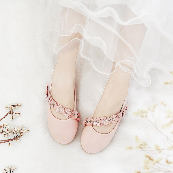 Blush pink flower deals girl shoes