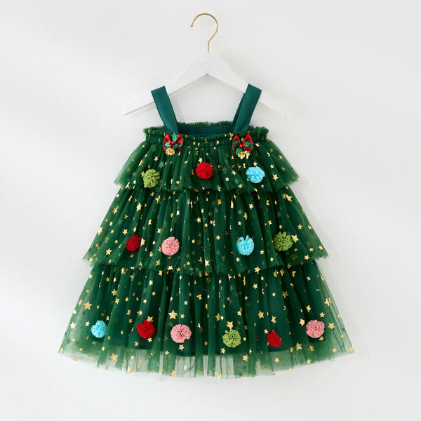 New Year Christmas Dress Mesh Birthday Dress Girls Cake Dress