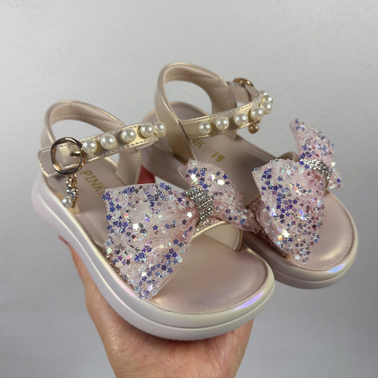 Girls Sequins Bow-knot Beach Princess Sandals