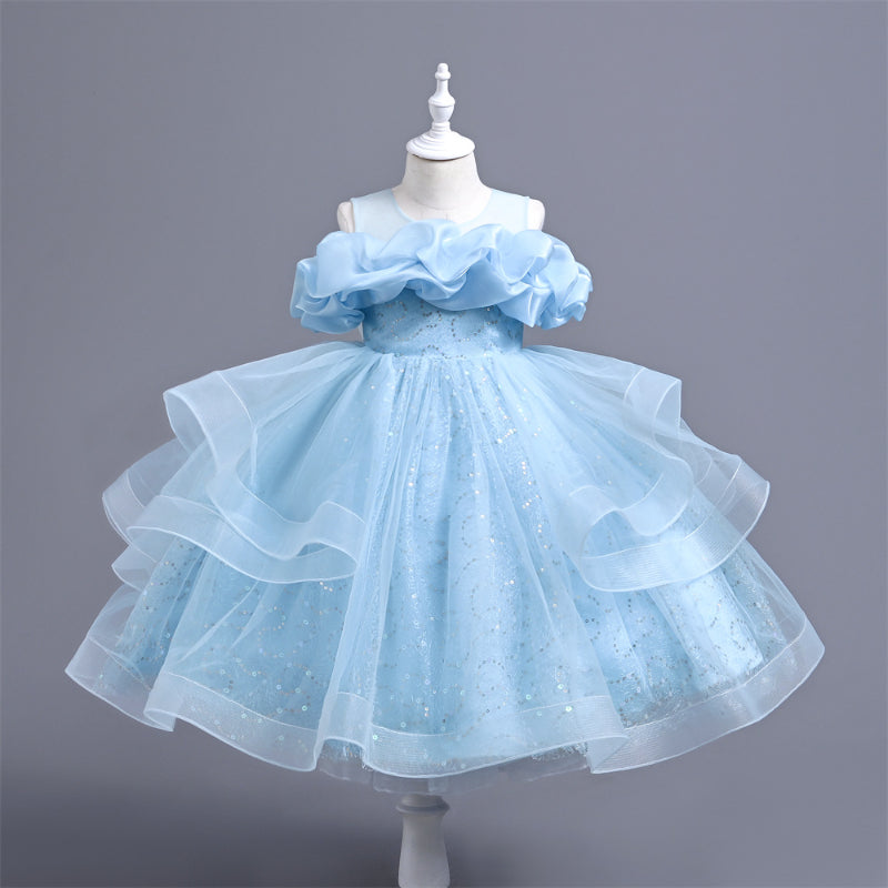 Elegant Baby Girl Mesh Pageant Puffy Dress Toddler Birthday Dress