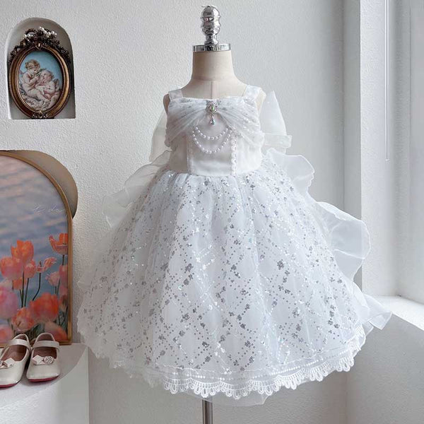Elegant Baby Big Bow Puffy Ball Dress Toddler Little Girl Formal Dress