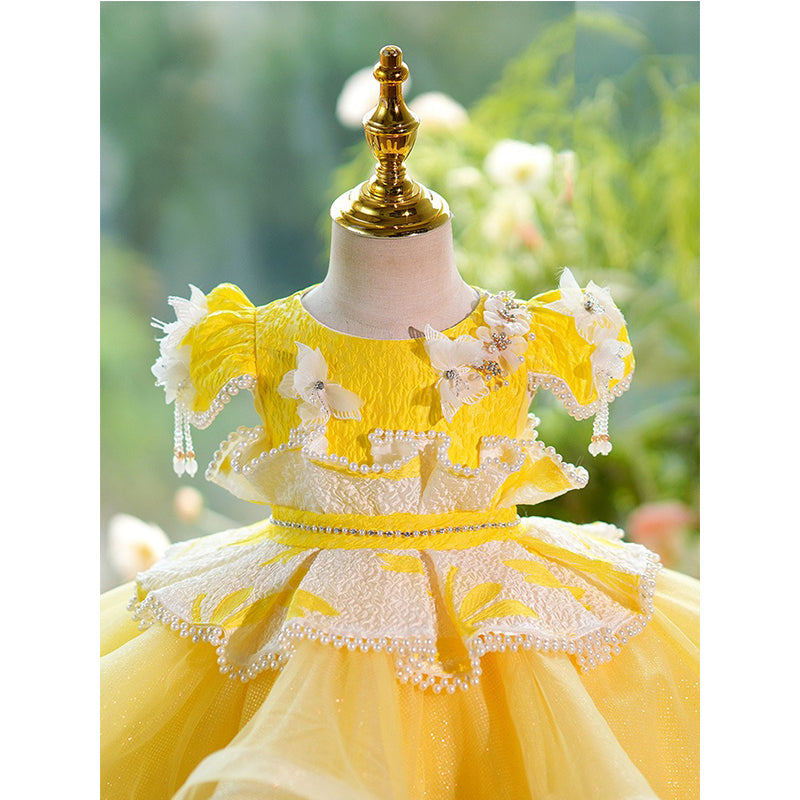 Yellow Pearl Princess Dress Birthday Dress