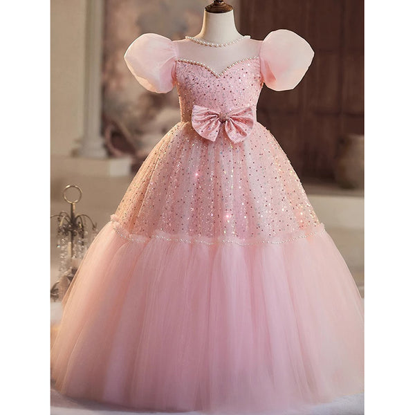 Pink Girls Birthday Dress Puffy Princess Dress