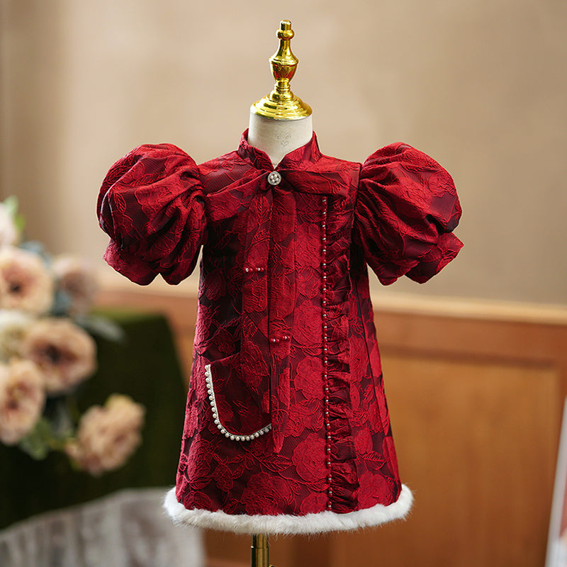 Cute Girls Christmas Dress Toddler Birthday Embroidery Princess Dress