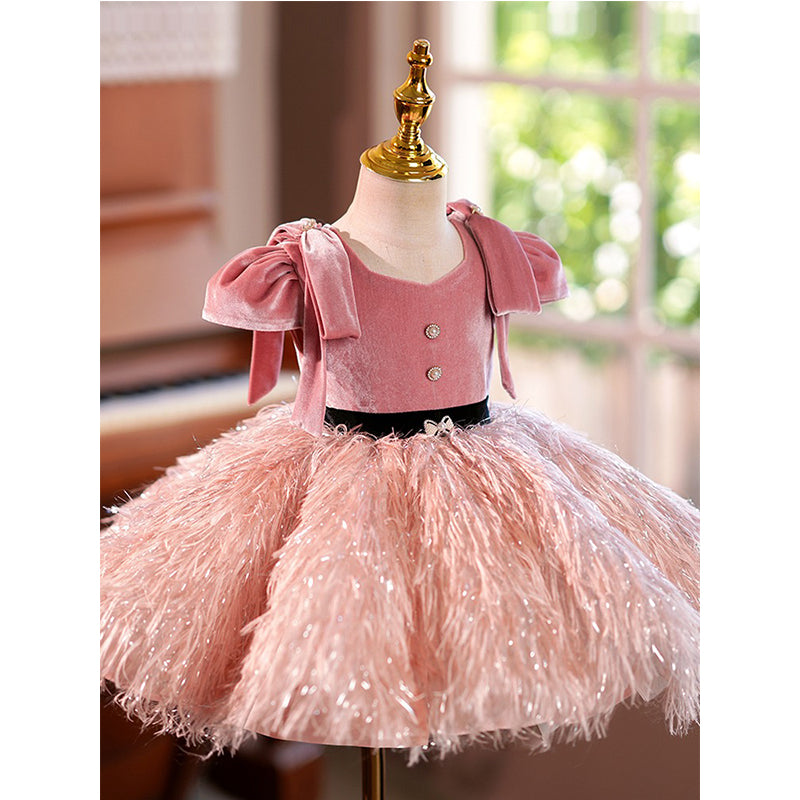 Luxurious Pink Princess Dress Flower Girl Dress Beauty Pageant Dress