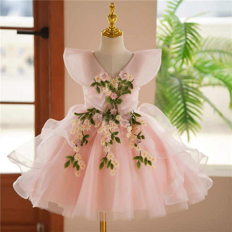 Cute Baby Girl Puffy Flower Dress Toddler Birthday Party Princess Dress