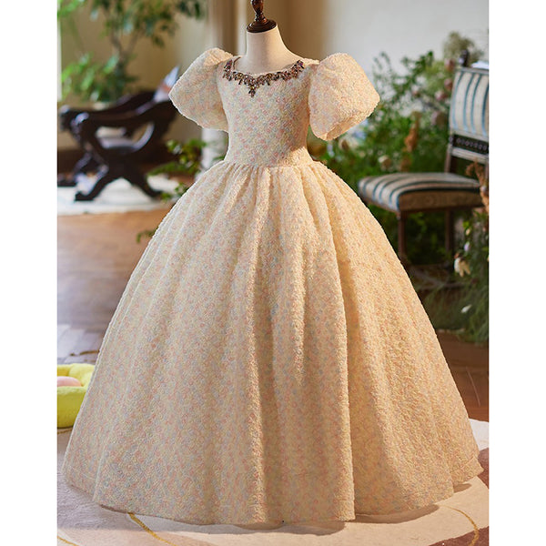 Champagne Color Girls Princess Dress Christening Dress