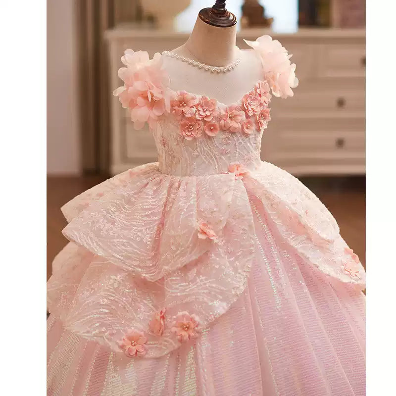 Pink Girl Christening Dresses Flower Girl Dresses