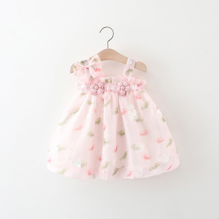 Baby Girl Dress Two Flower Suspender Princess Dress