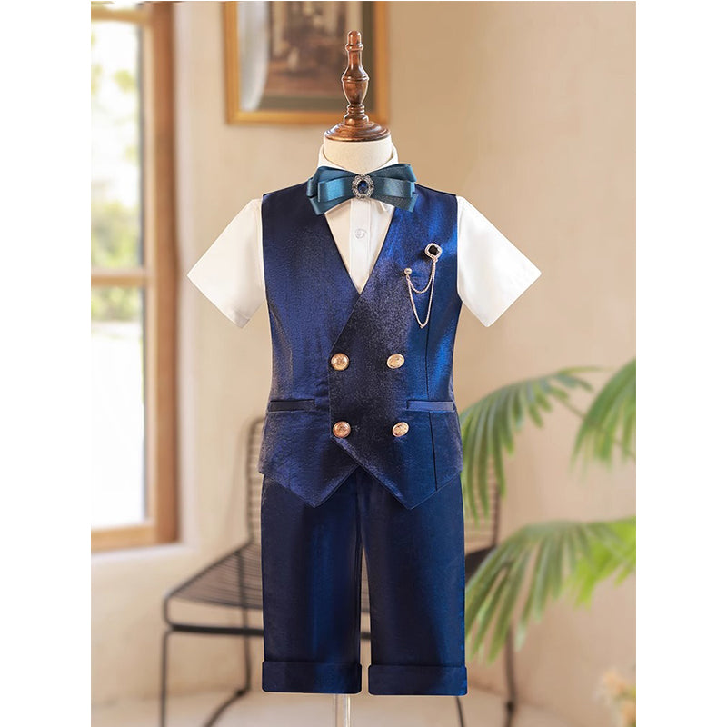 Boys Dress Short-sleeved Vest Children's Suit Set