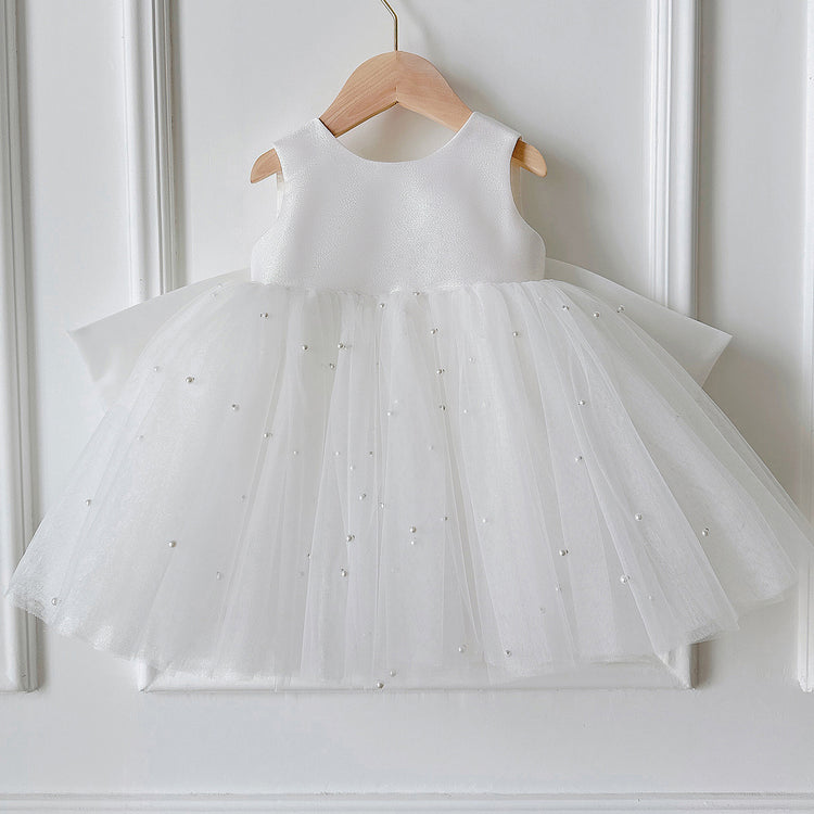 Cute Baby Girl Baptism Dress Flower Dress Toddler  First Birthday Princess Dress