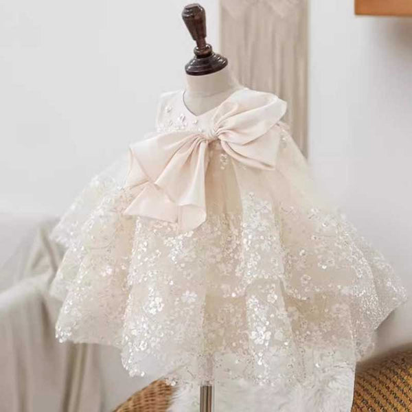 Elegant Baby White Floral Communion Dress Toddler Little Girl Formal Dresses