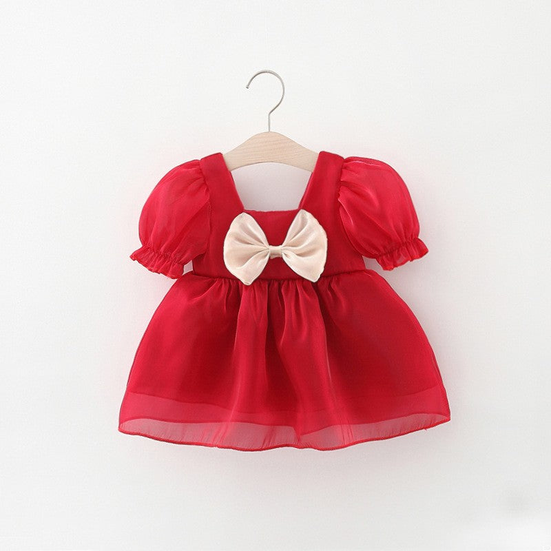 Red Flower Dress Baby Girls Cozy Princess Dress