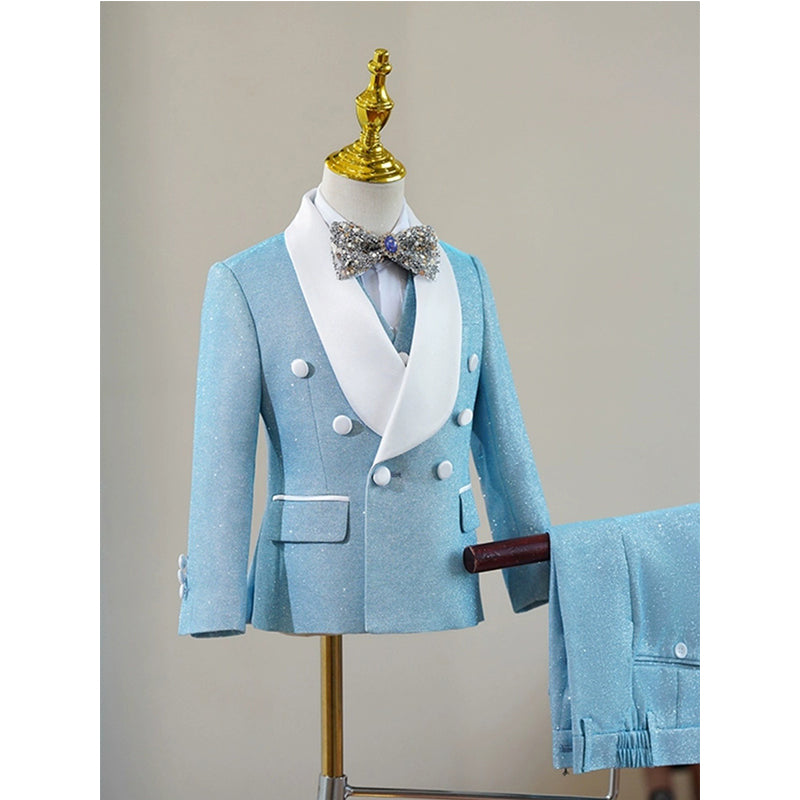 Boys Sky Blue Suit Set Birthday Suit Performance Costume