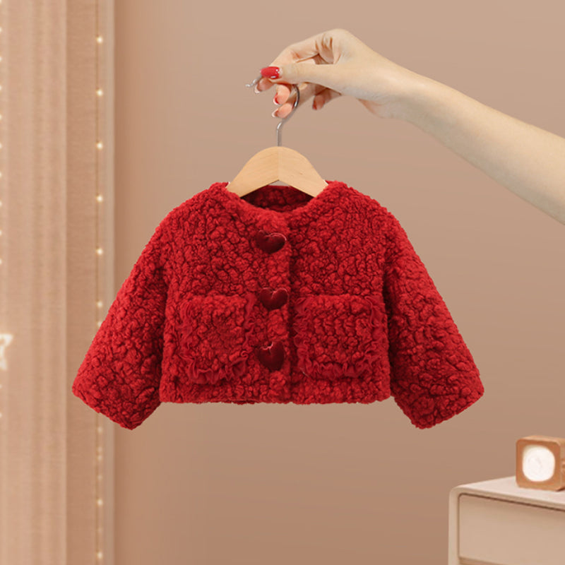 Girls Red Birthday Party Set Baby Warm Winter Two-piece Set