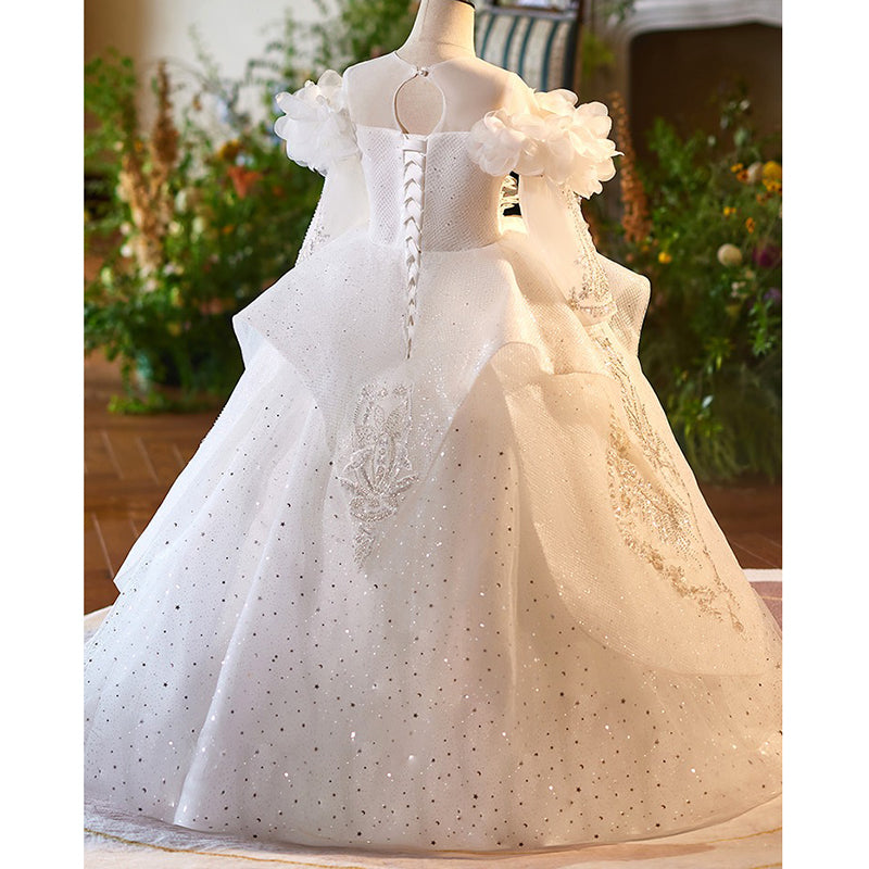 Girls White Princess Dress Girls Birthday Dress