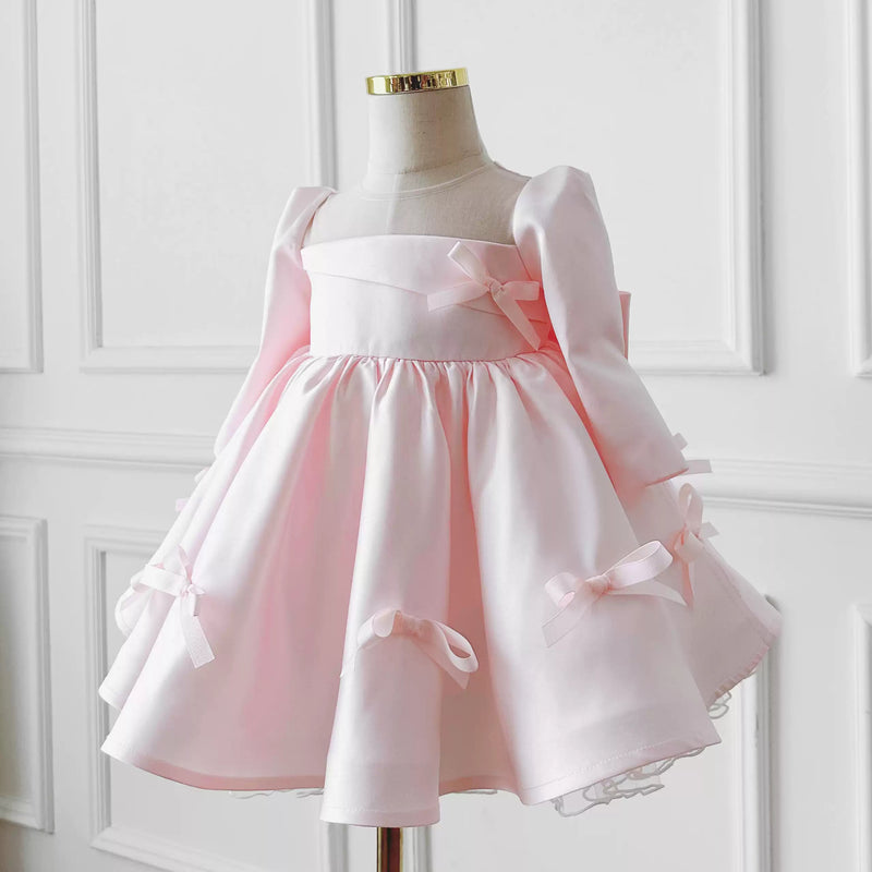 Lovely Baby Girl Bow Dress Beauty Pageant  Dress Toddler First Communion Dresses