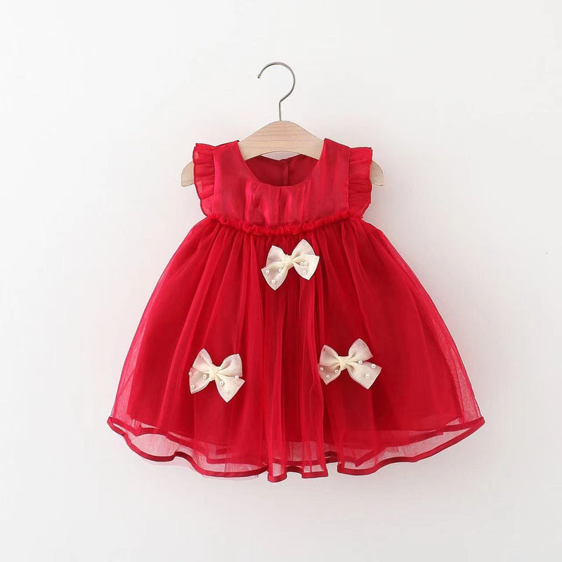 Red Flower Dress Baby Girls Cozy Princess Dress