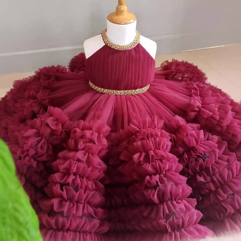 Elegant Baby Girls Cake Birthday Dress  Toddler Ball Gown