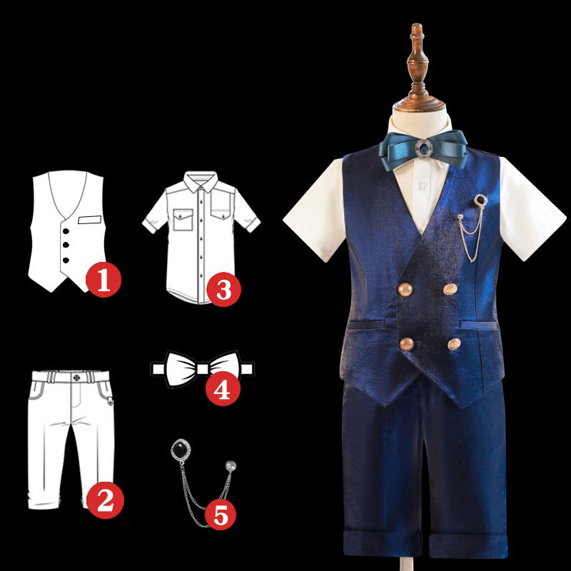 Boys Dress Short-sleeved Vest Children's Suit Set