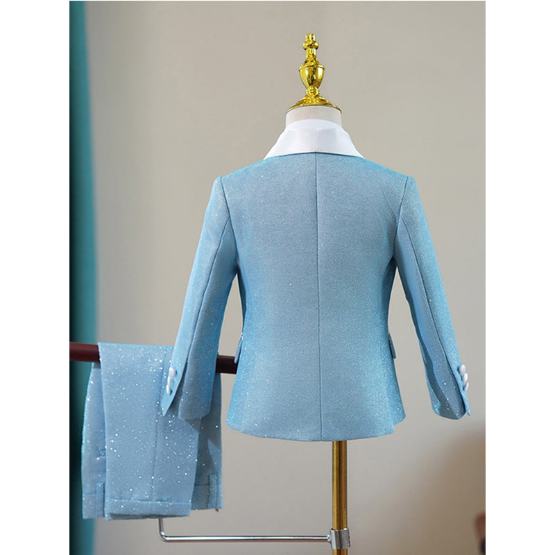 Boys Sky Blue Suit Set Birthday Suit Performance Costume