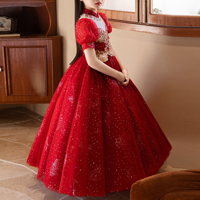 Girls Red Pageant Dress Girls Birthday Princess Dress