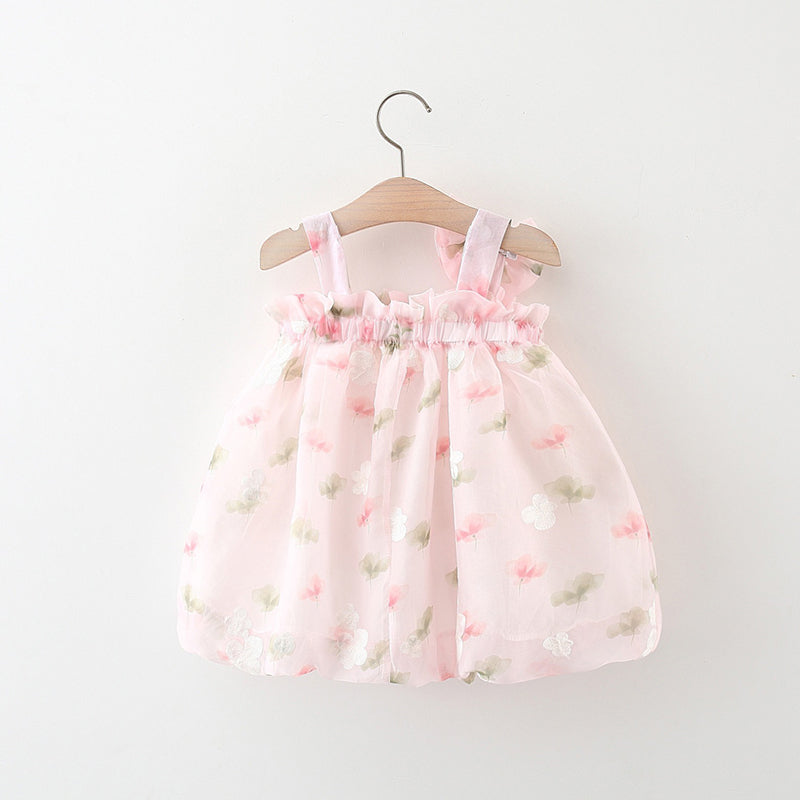 Baby Girl Dress Two Flower Suspender Princess Dress