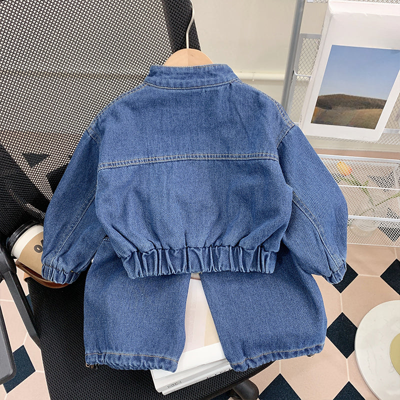 Girls Spring Suit Children's Casual Denim Two-piece Suit