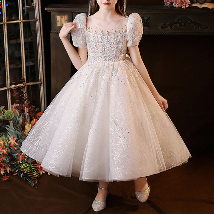 Elegant Baby Girl Sequined Tulle Princess Dress Toddler First Communion Dress