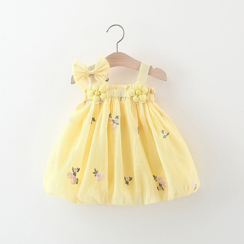 Baby Girl Dress Two Flower Suspender Princess Dress