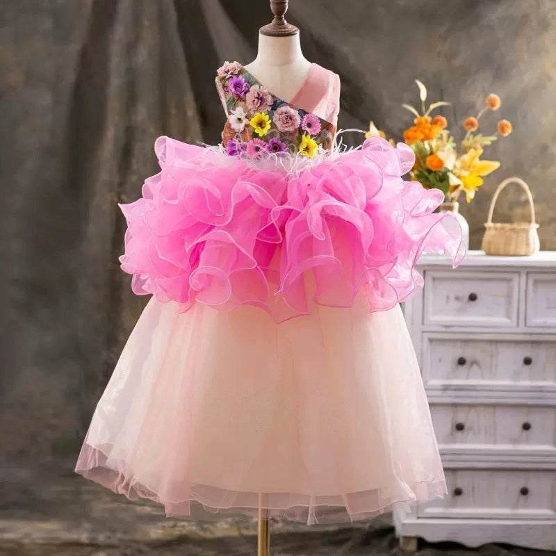 Elegant Baby Girl Fluffy Pageant Dress Toddler Birthday Party Princess Dress