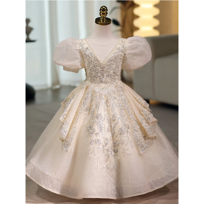 Champagne Baby Girls Birthday Princess Dress