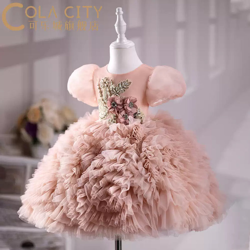 Toddler Prom Dress Girl Summer Pageant Communion Fluffy Cake Princess Dress