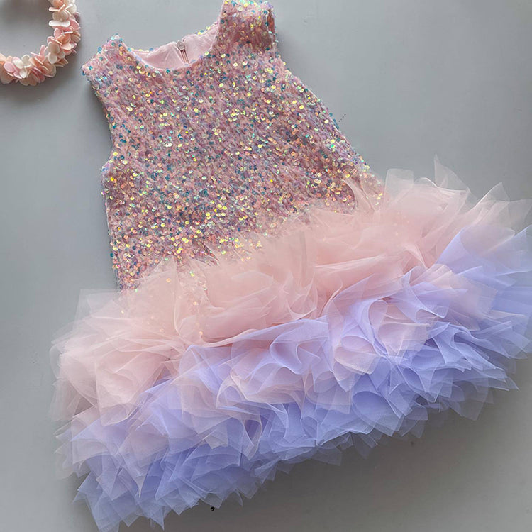 Elegant Baby Girl Sequined Performance Dress Girl Catwalk Dress