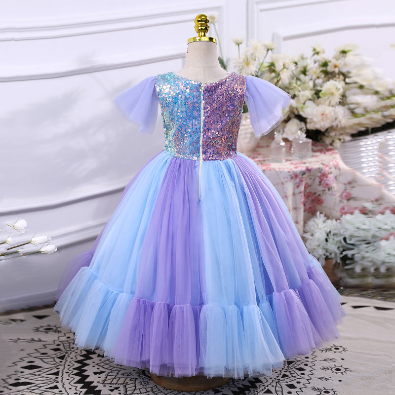 Elegant Baby Girls Girl Sequin Dress Toddler Christening Princess Gauze Dress