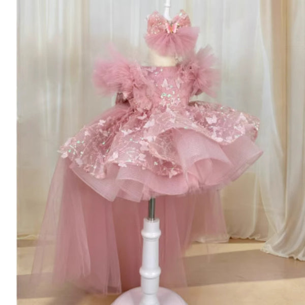 Flower Girl Dress Sequined Dress Butterfly Dress Toddler Beauty Pageant Princess Dress