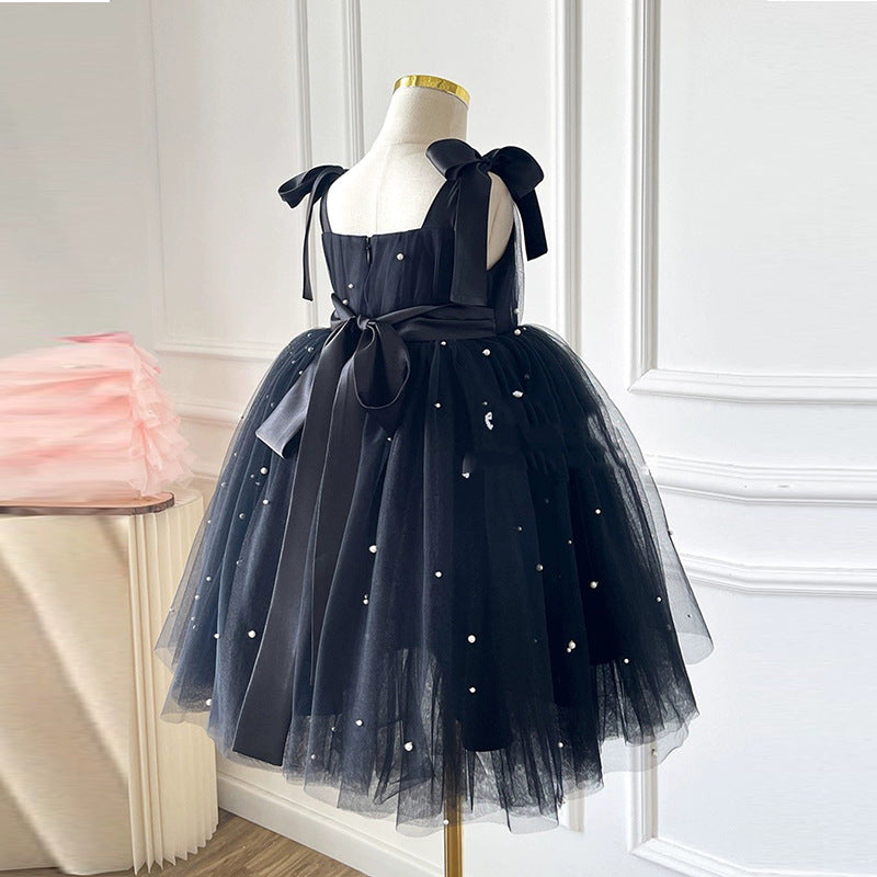 Baby Girl Black Bead Girl Dress Fluffy Formal Princess Dress