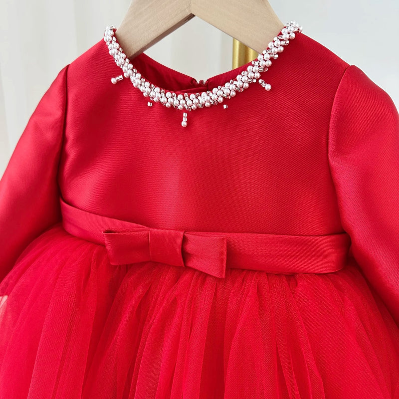 Christmas Dress Holiday Red Princess Dress Girl Birthday Dress