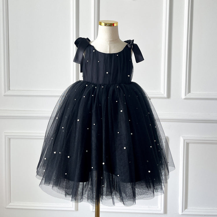 Baby Girl Black Bead Girl Dress Fluffy Formal Princess Dress