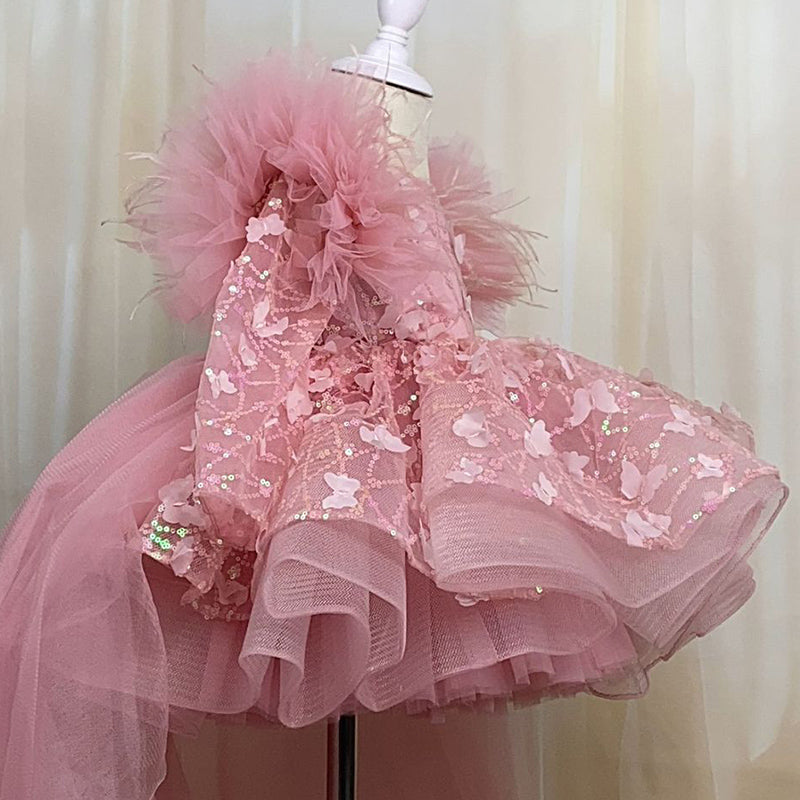 Flower Girl Dress Sequined Dress Butterfly Dress Toddler Beauty Pageant Princess Dress