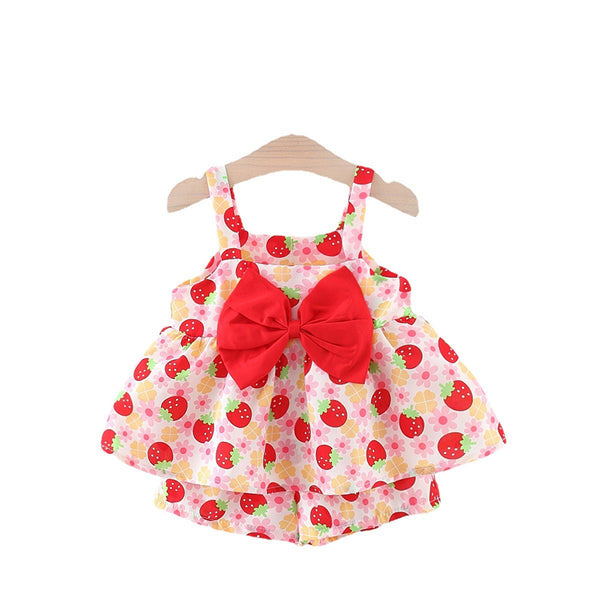 Summer Shorts Two Piece Suit for Baby Girls Printed Suit