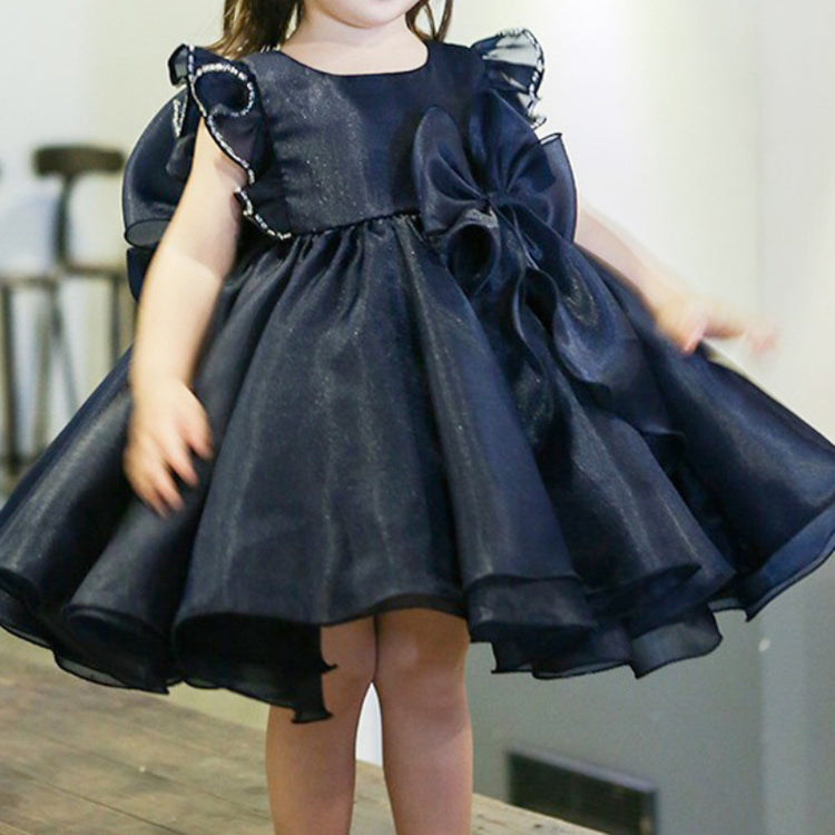 Girls Black Birthday Princess Dress Flower Girl Wedding Dress