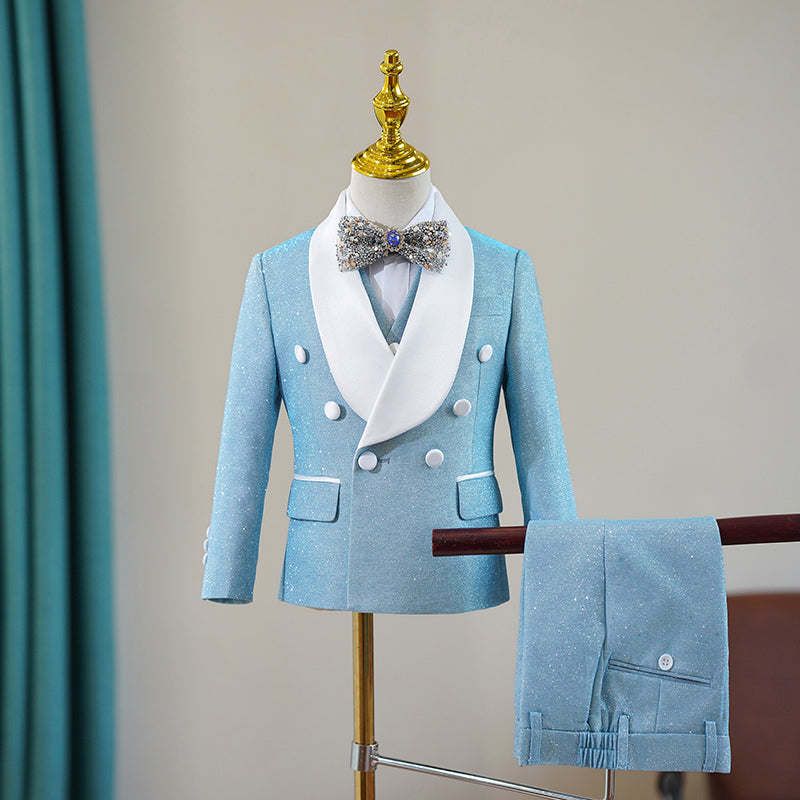 Boys Sky Blue Suit Set Birthday Suit Performance Costume