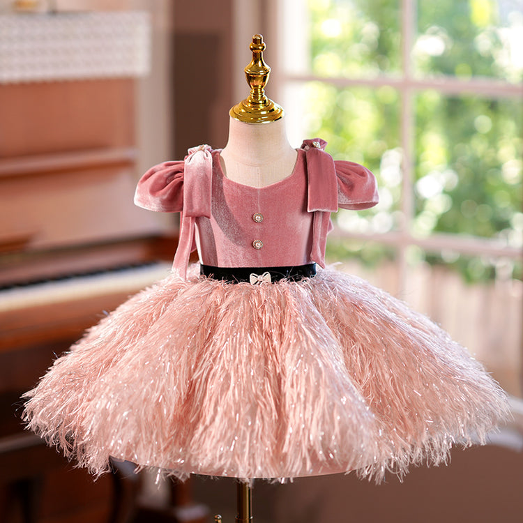 Luxurious Pink Princess Dress Flower Girl Dress Beauty Pageant Dress