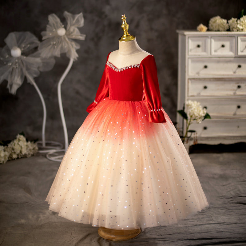 Cute Baby See-through Sequin Princess Dress Toddler Birthday Dresses