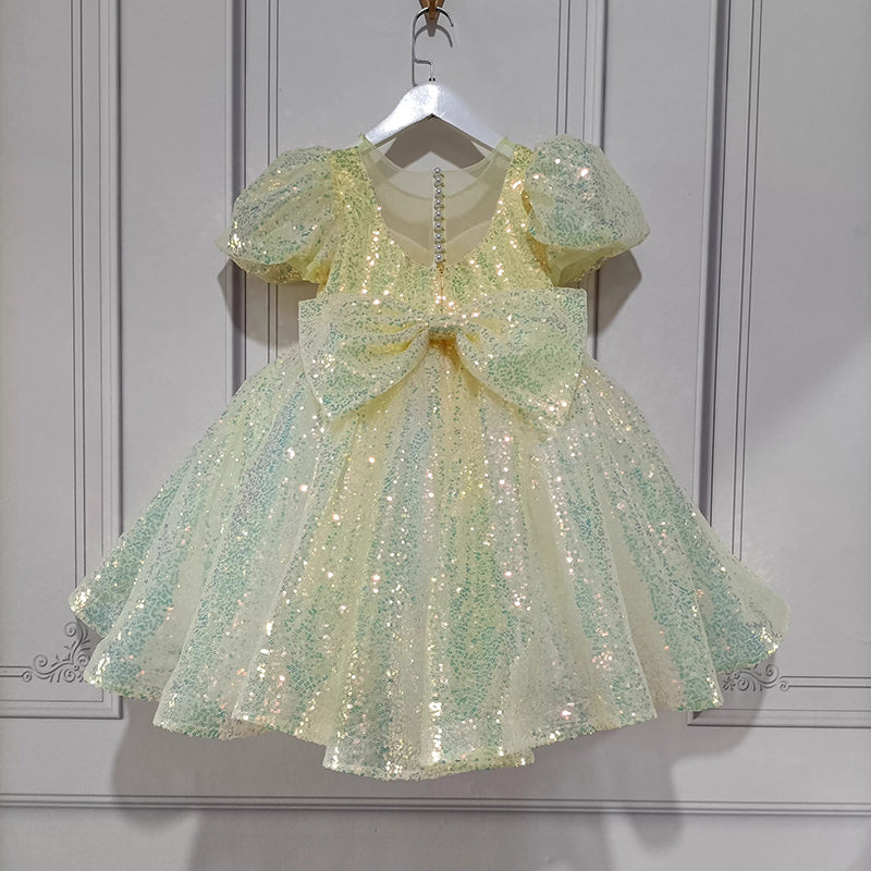 Yellow Sequined Princess Dress Party Dress Toddler Beauty Pageant Dress