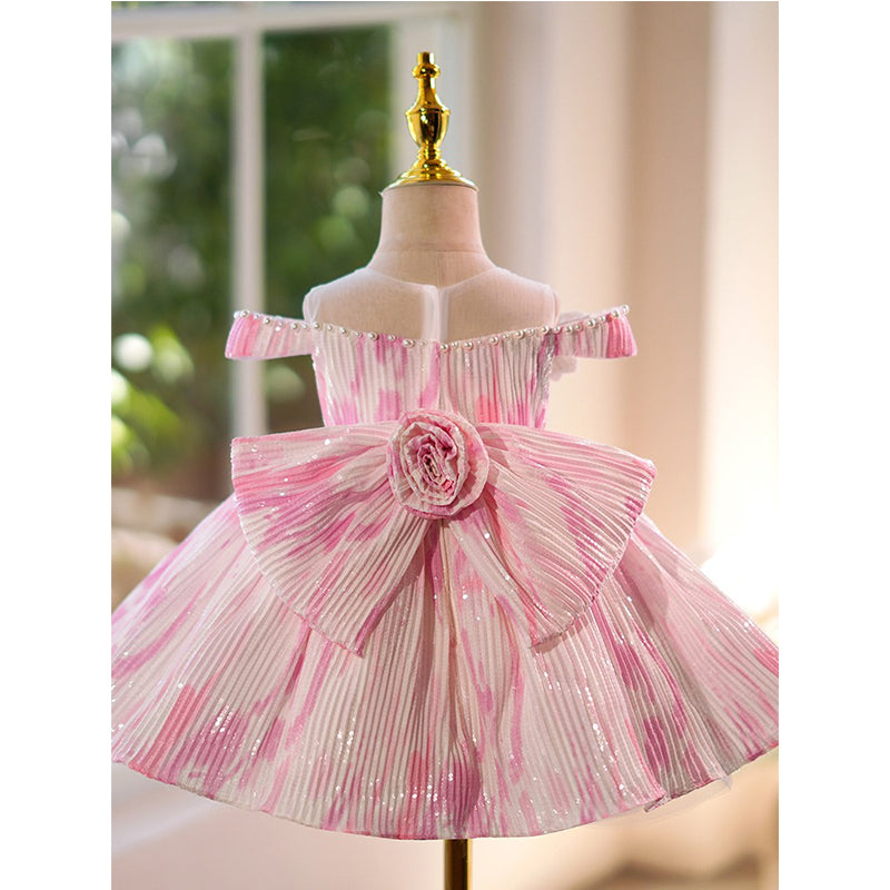 Little Girl Flower Girl Wedding Pink Dress Party Princess Dress