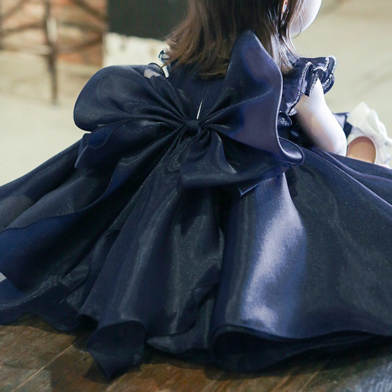 Girls Black Birthday Princess Dress Flower Girl Wedding Dress