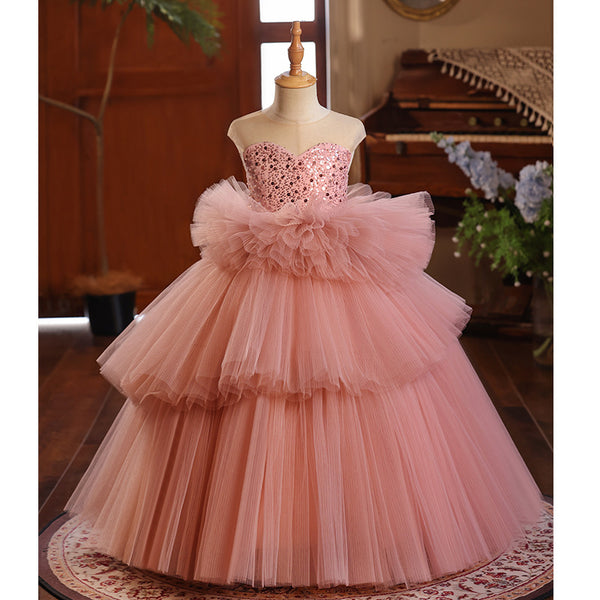 Baby Girls Luxury Ball Gown Birthday Dresses Sequined Dress  Toddler Beauty Pageant Dress