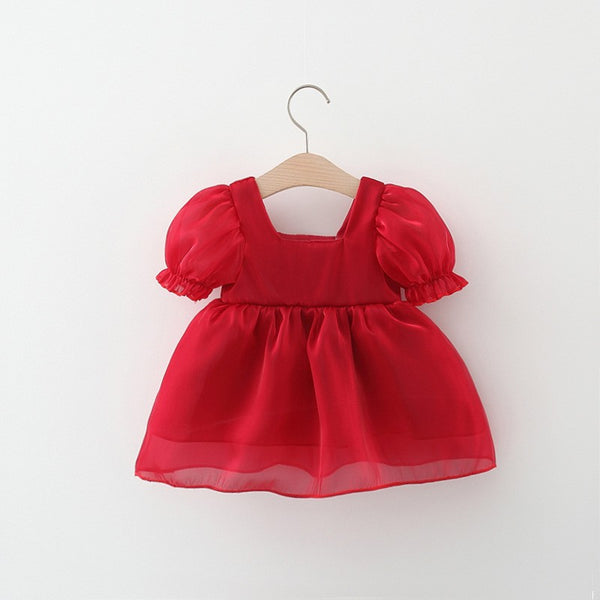 Red Flower Dress Baby Girls Cozy Princess Dress